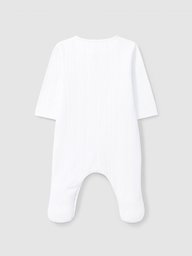 Babygrow in organic cotton with embroidered detail Babygrow in organic cotton with embroidered detail