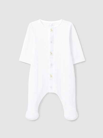Babygrow in organic cotton with embroidered detail
