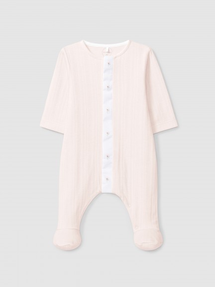 Babygrow in organic cotton with embroidered detail Babygrow in organic cotton with embroidered detail
