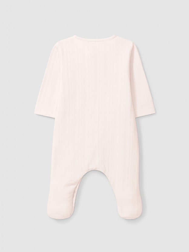 Babygrow in organic cotton with embroidered detail Babygrow in organic cotton with embroidered detail