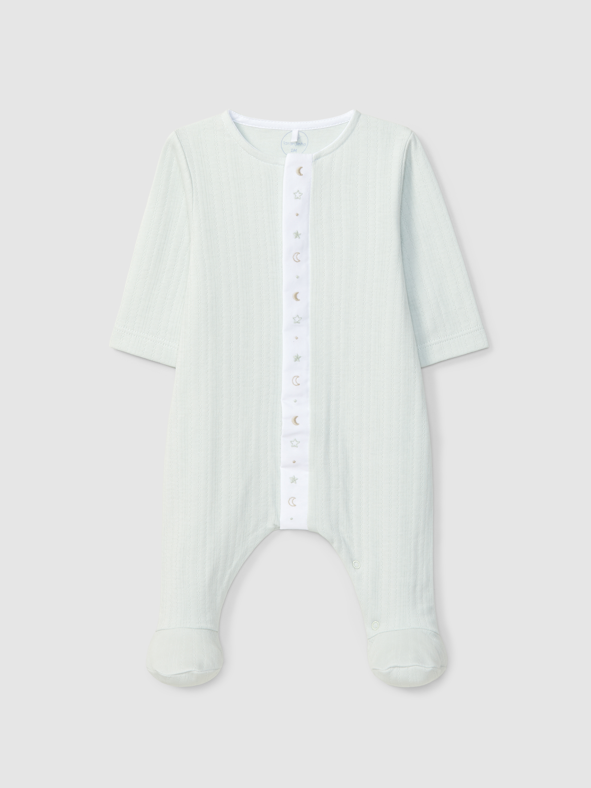 Babygrow algodão orgânico com detalhe de bordado