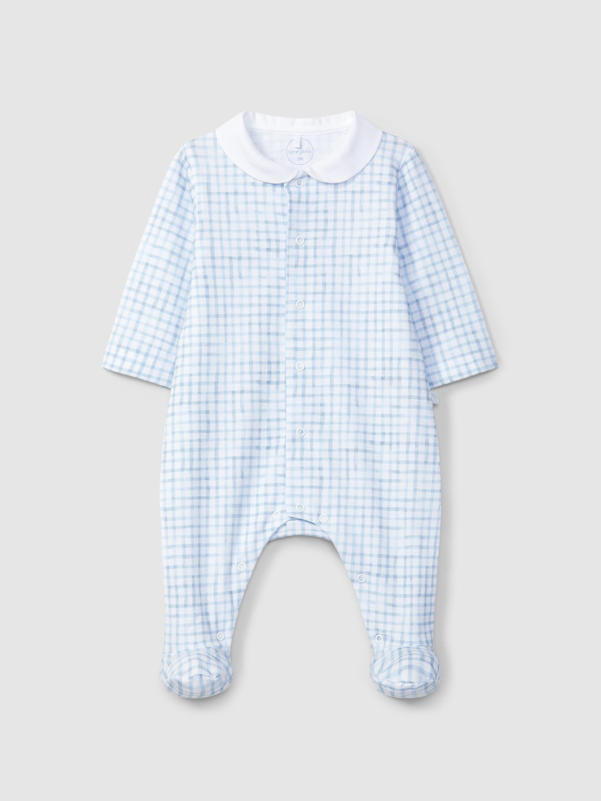 Babygrow round collar checkered jersey