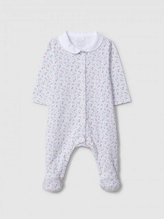Babygrow flores com gola redonda Babygrow flores com gola redonda