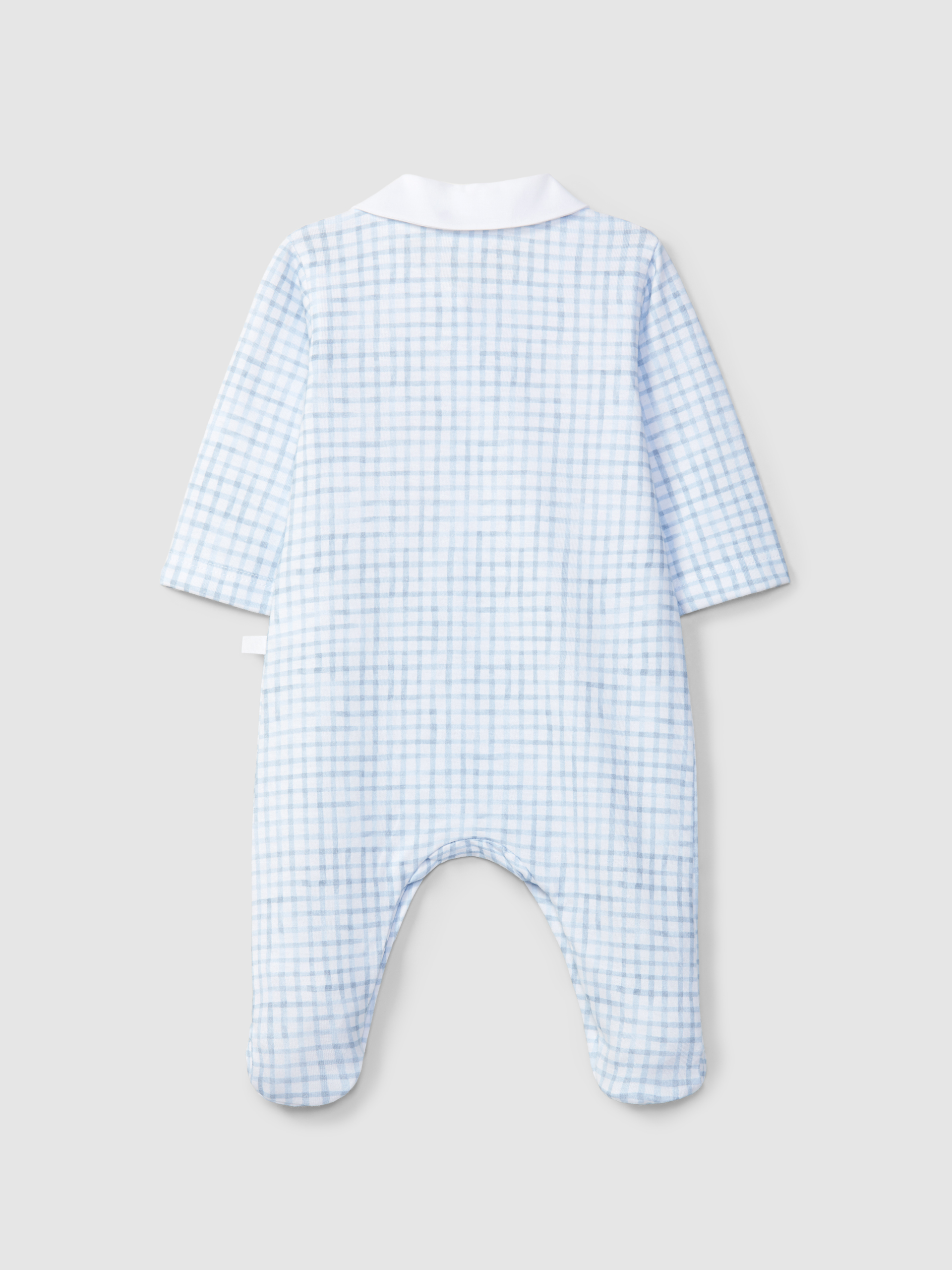 Babygrow round collar checkered jersey