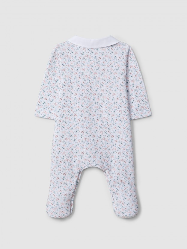Babygrow flores com gola redonda Babygrow flores com gola redonda