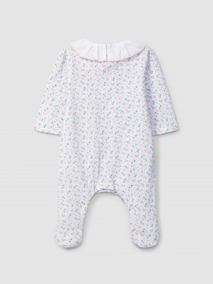 Babygrow flores com gola de folho Babygrow flores com gola de folho