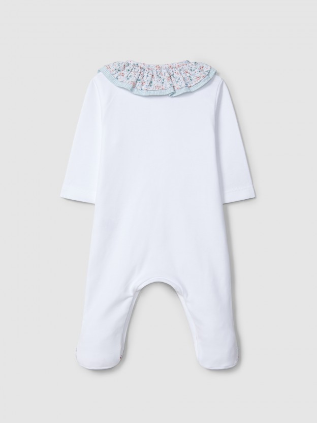 Babygrow ruffled collar flowers and vichy check Babygrow ruffled collar flowers and vichy check