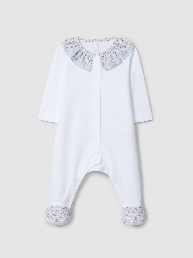 Babygrow ruffled collar flowers and vichy check Babygrow ruffled collar flowers and vichy check