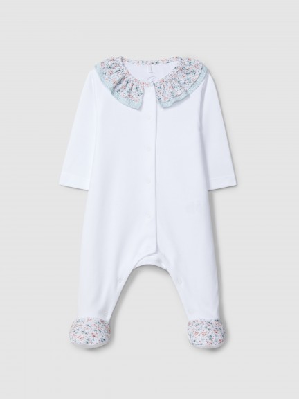 Babygrow ruffled collar flowers and vichy check Babygrow ruffled collar flowers and vichy check
