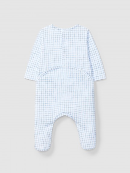 Babygrow checkered jersey, collarless Babygrow checkered jersey, collarless