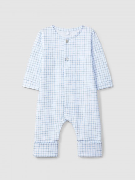 Babygrow chequered collarless