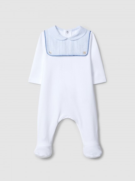 Babygrow striped seersucker round collar