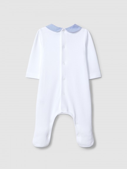 Babygrow striped seersucker round collar Babygrow striped seersucker round collar