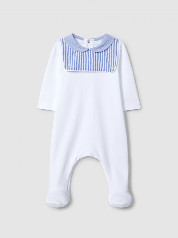 Babygrow col claudine seersucker � rayures