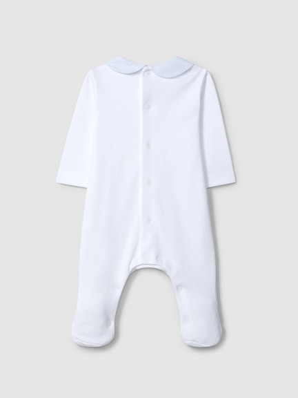 Babygrow striped seersucker round collar Babygrow striped seersucker round collar