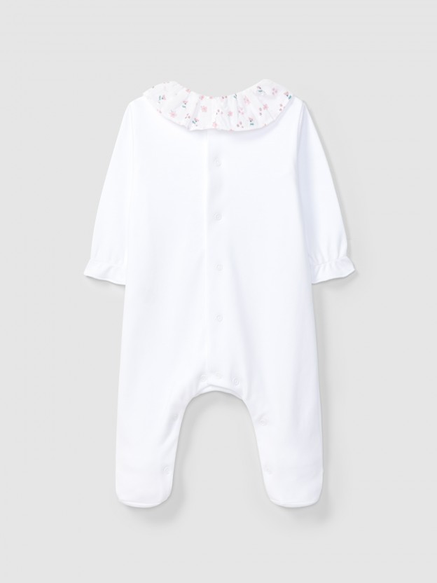 Babygrow plumetis imprimé fleuri Babygrow plumetis imprimé fleuri