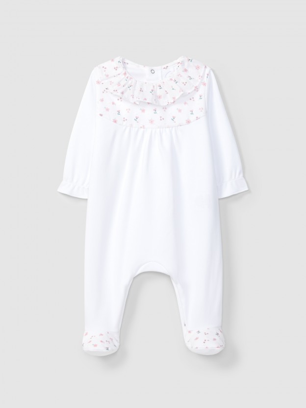 Babygrow plumetis imprimé fleuri Babygrow plumetis imprimé fleuri