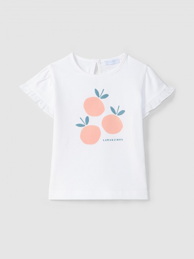 Printed T-shirt with embossed detail Printed T-shirt with embossed detail