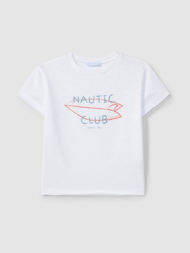 T-shirt "Nautic club" com prancha T-shirt "Nautic club" com prancha