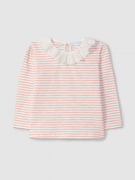 Longsleeve rayures avec broderie anglaise Longsleeve rayures avec broderie anglaise