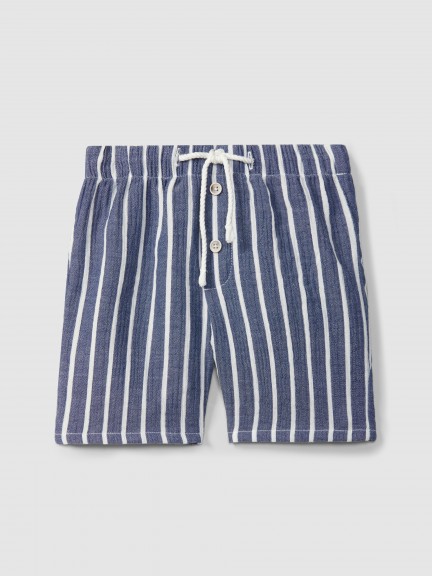 Pull-up shorts in striped gauze