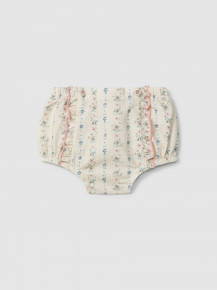 Floral print seersucker pull-up diaper cover