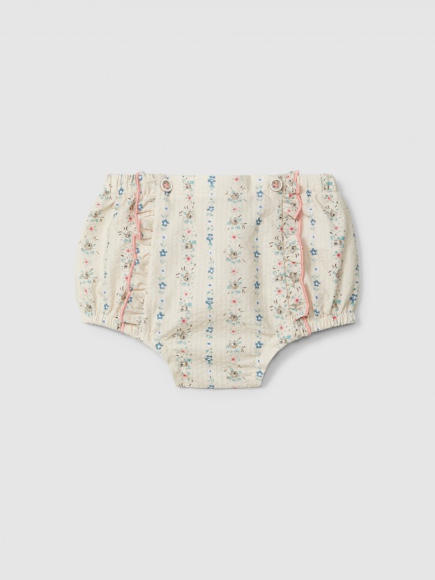 Floral print seersucker pull-up diaper cover Floral print seersucker pull-up diaper cover