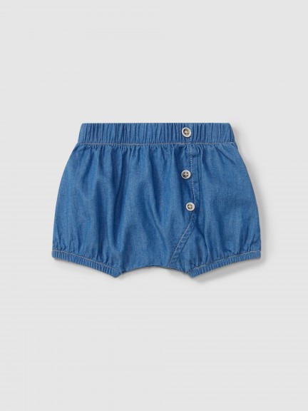 Pantalón corto pull-up en vaquero fino Pantalón corto pull-up en vaquero fino