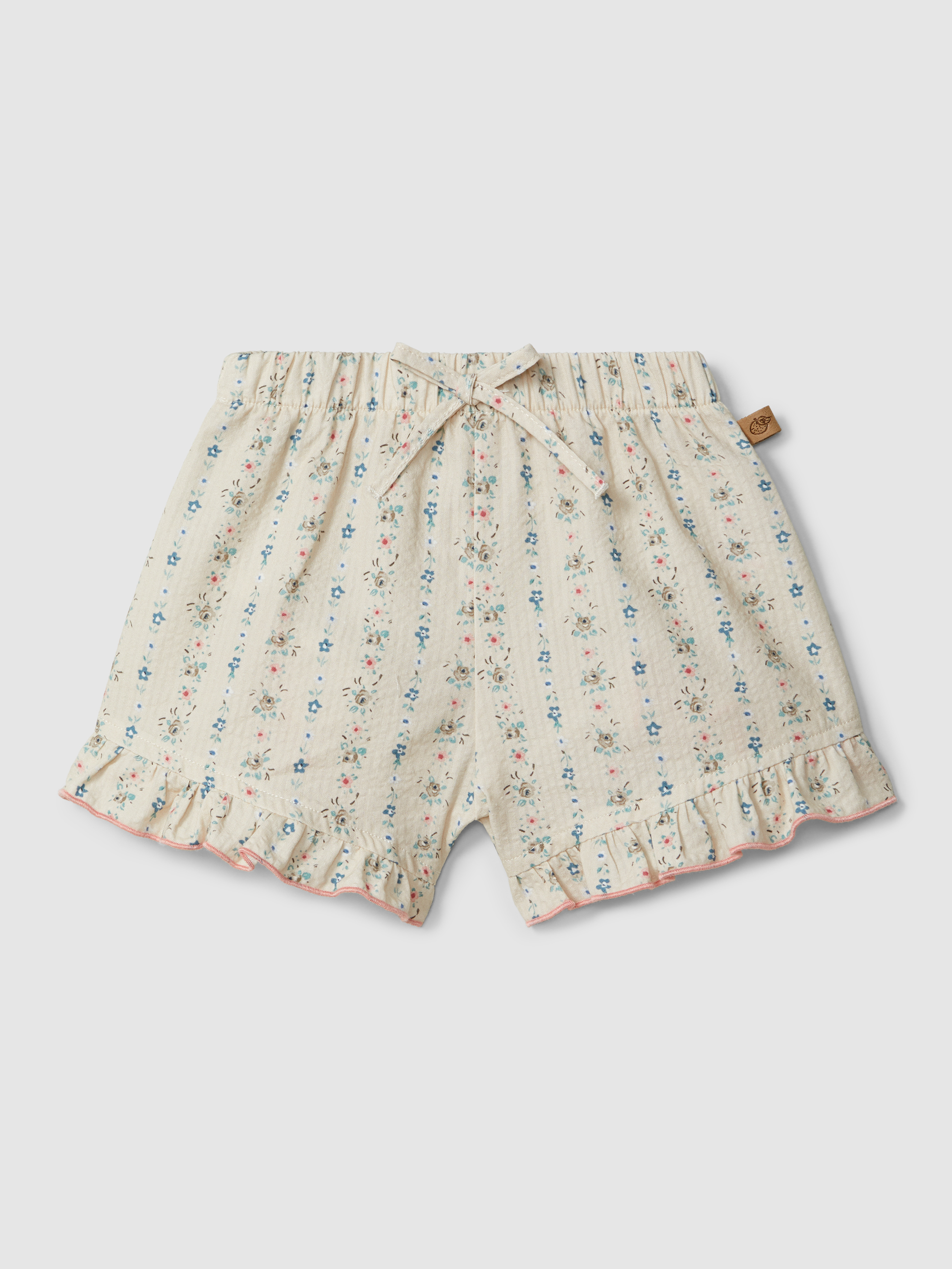 Calções pull-up estampado floral com detalhe de folho