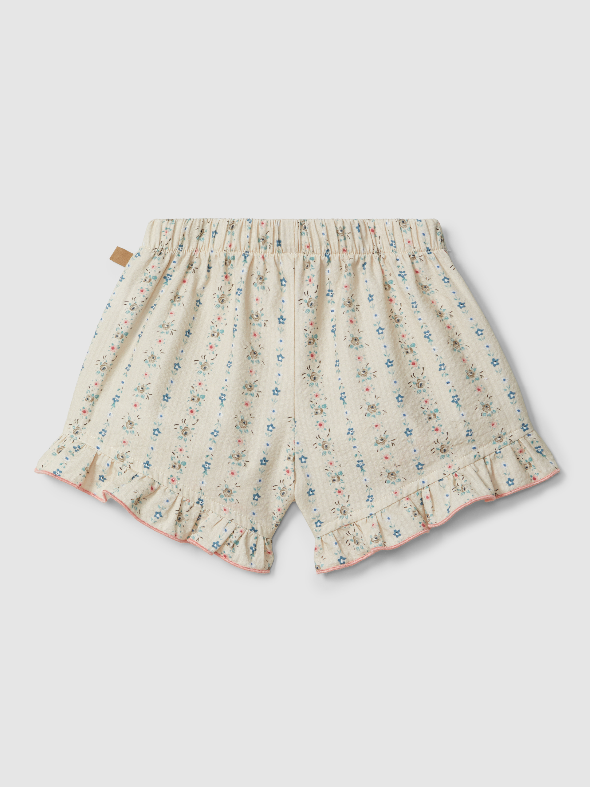 Calções pull-up estampado floral com detalhe de folho