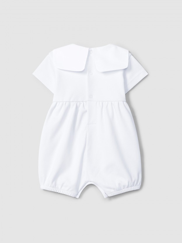 Shortie sailor collar and striped jacquard