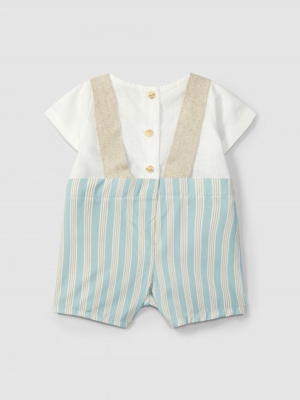 Two-in-one linen, striped romper Two-in-one linen, striped romper