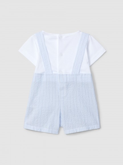 Striped two-in-one seersucker romper Striped two-in-one seersucker romper
