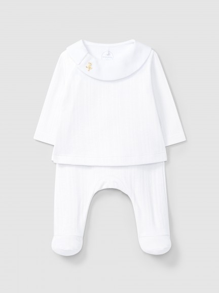 Ensemble composé de deux pièces coton biologique avec détail brodé Ensemble composé de deux pièces coton biologique avec détail brodé
