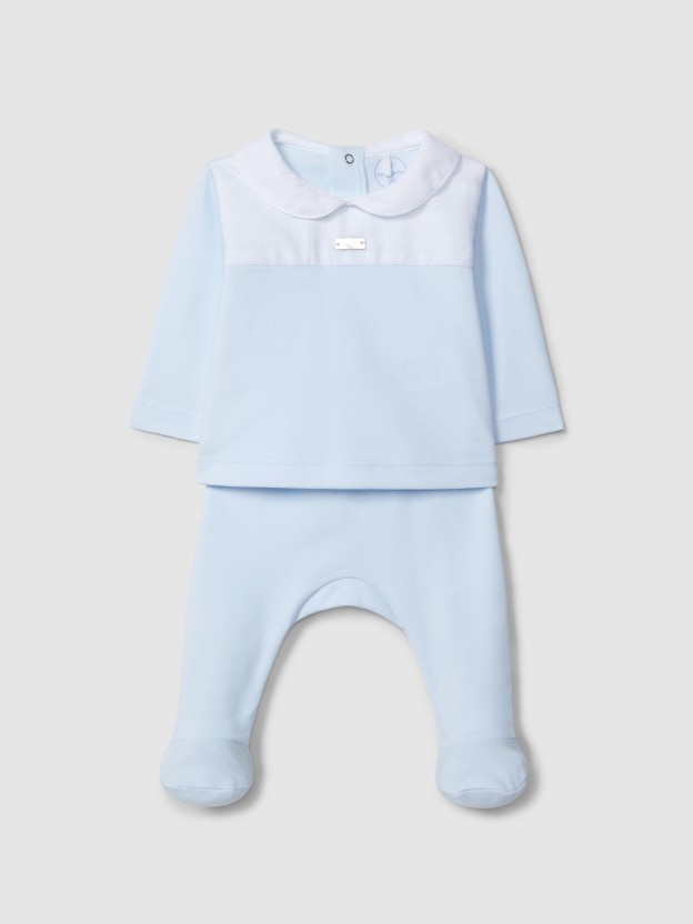 Fato de duas pe�as com detalhe jacquard de riscas