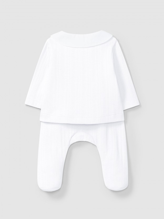 Ensemble composé de deux pièces coton biologique avec détail brodé Ensemble composé de deux pièces coton biologique avec détail brodé