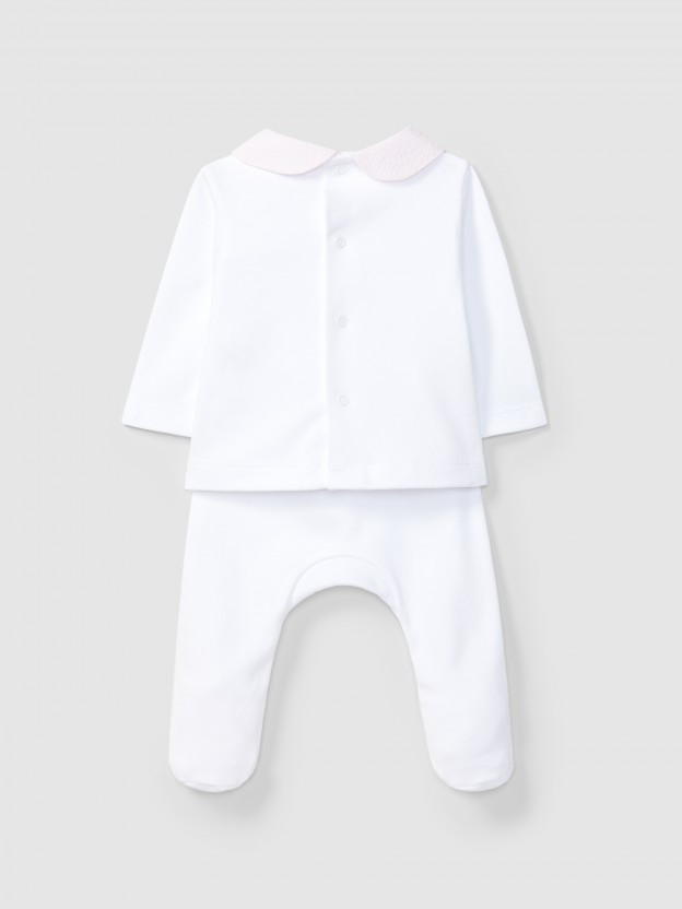 Two-piece set with printed chest yoke