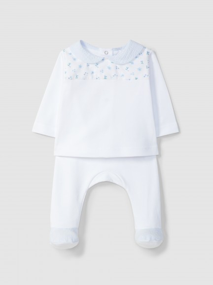 Two-piece set with printed chest yoke