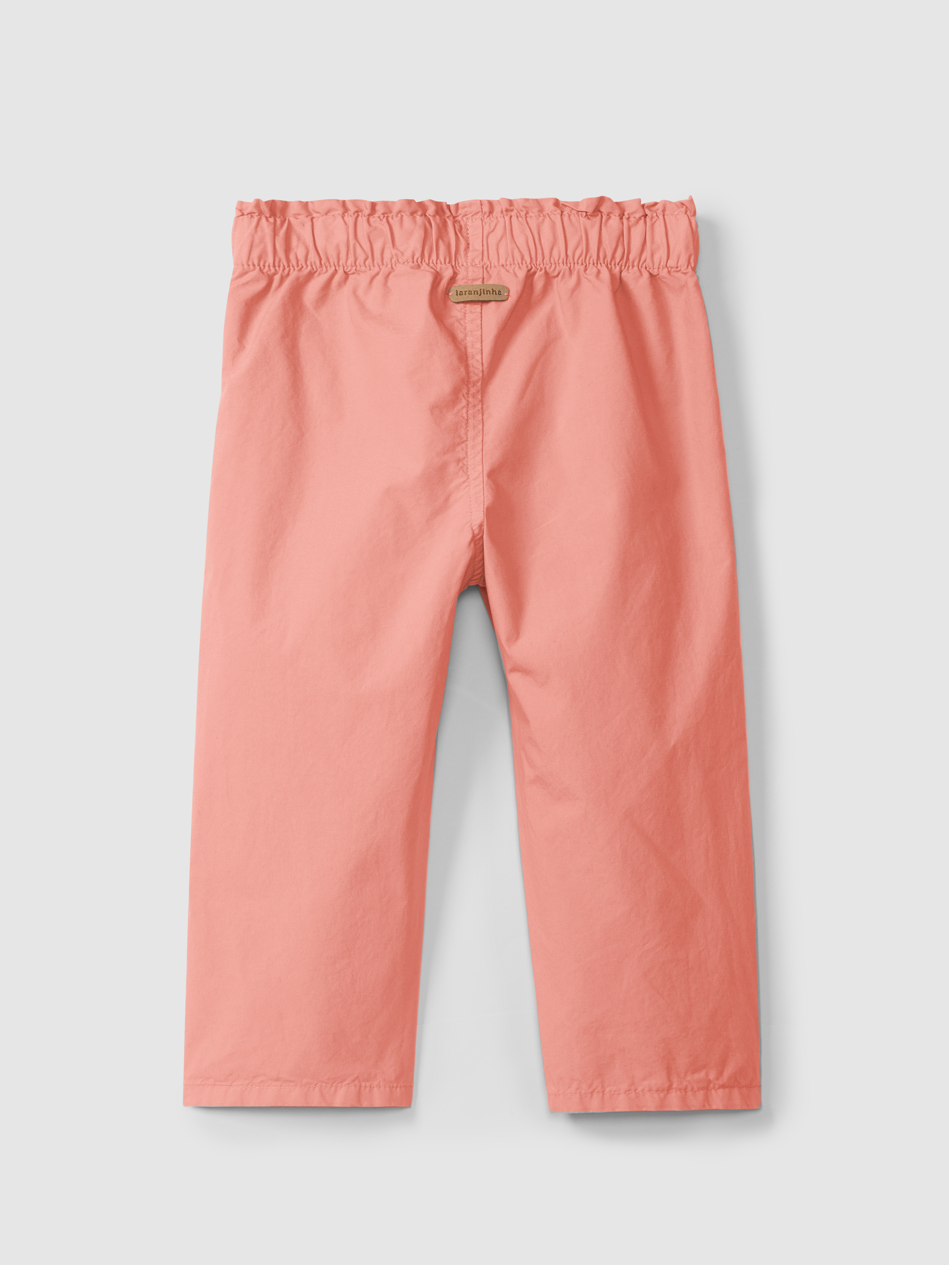 Twill pull-up pants with decorative ribbon