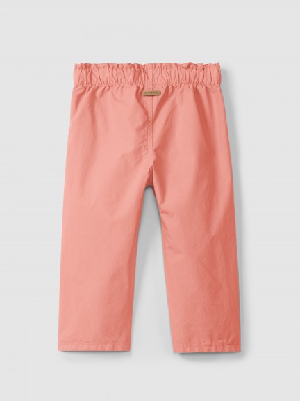 Twill pull-up pants with decorative ribbon Twill pull-up pants with decorative ribbon