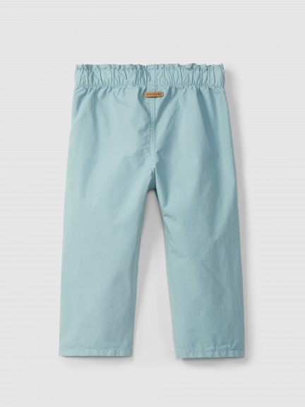Pantalon pull-up en sergé avec ruban décoratif Pantalon pull-up en sergé avec ruban décoratif