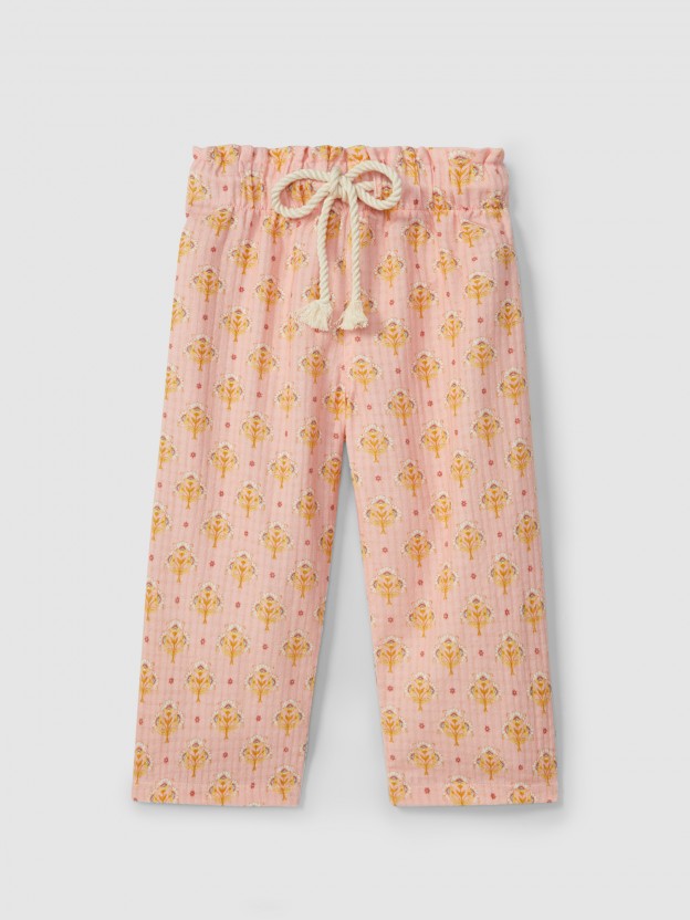 Pantalón pull-up estampado floral Pantalón pull-up estampado floral