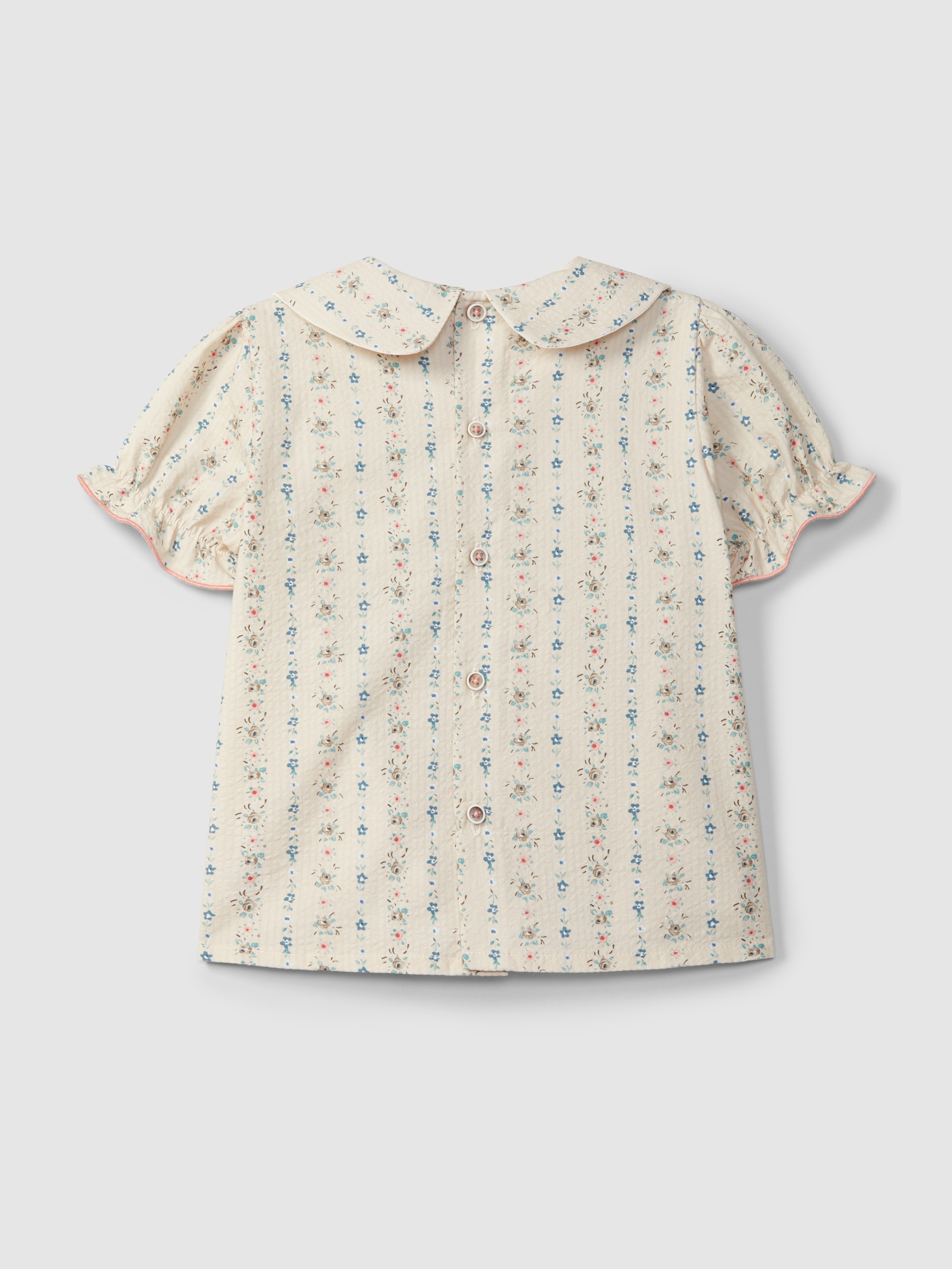 Floral print seersucker blouse