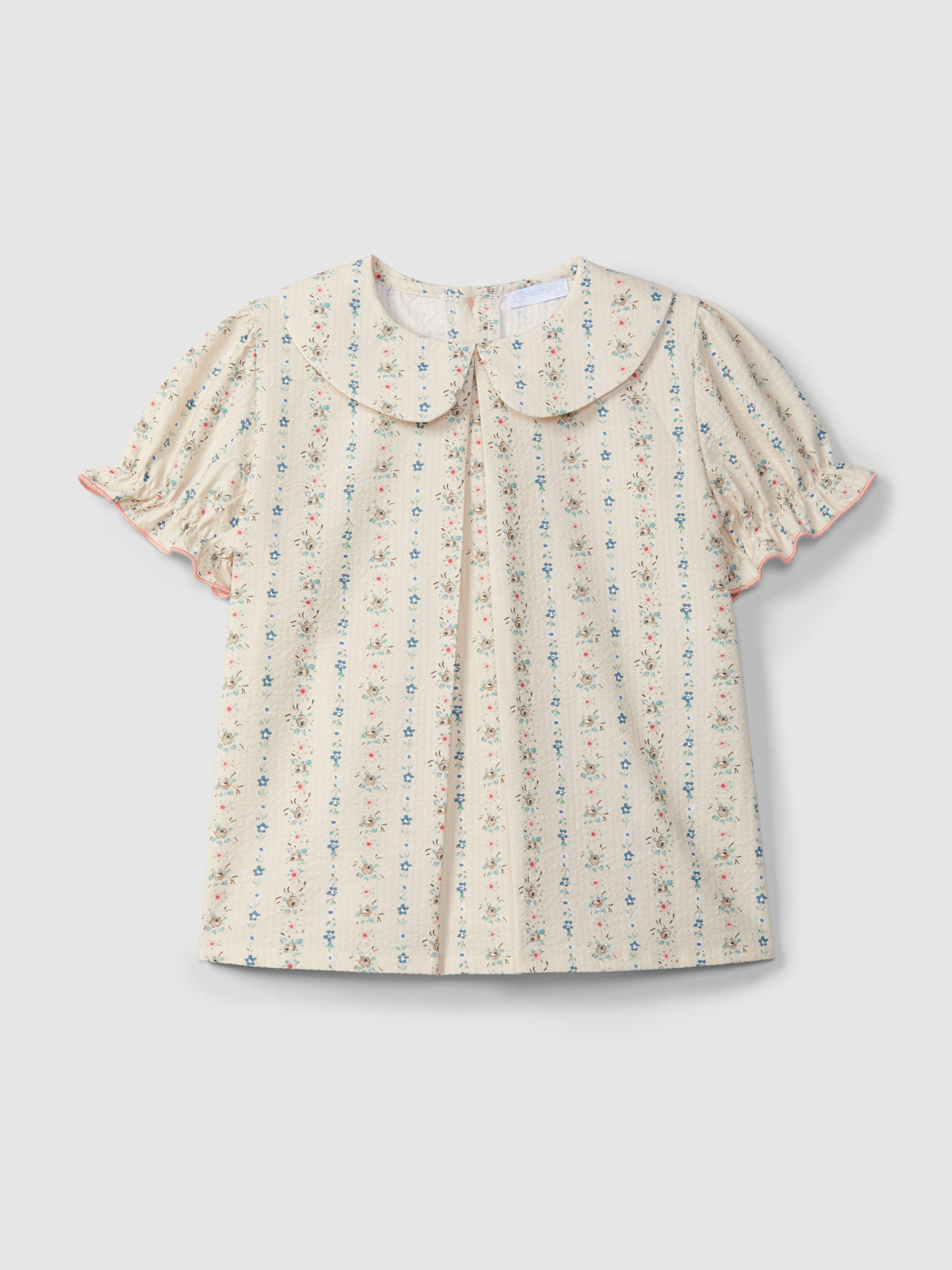 Floral print seersucker blouse
