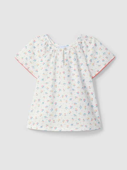 Blouse floral print with contrast colour details Blouse floral print with contrast colour details