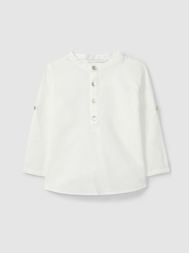 Shirt linen mandarin collar Shirt linen mandarin collar