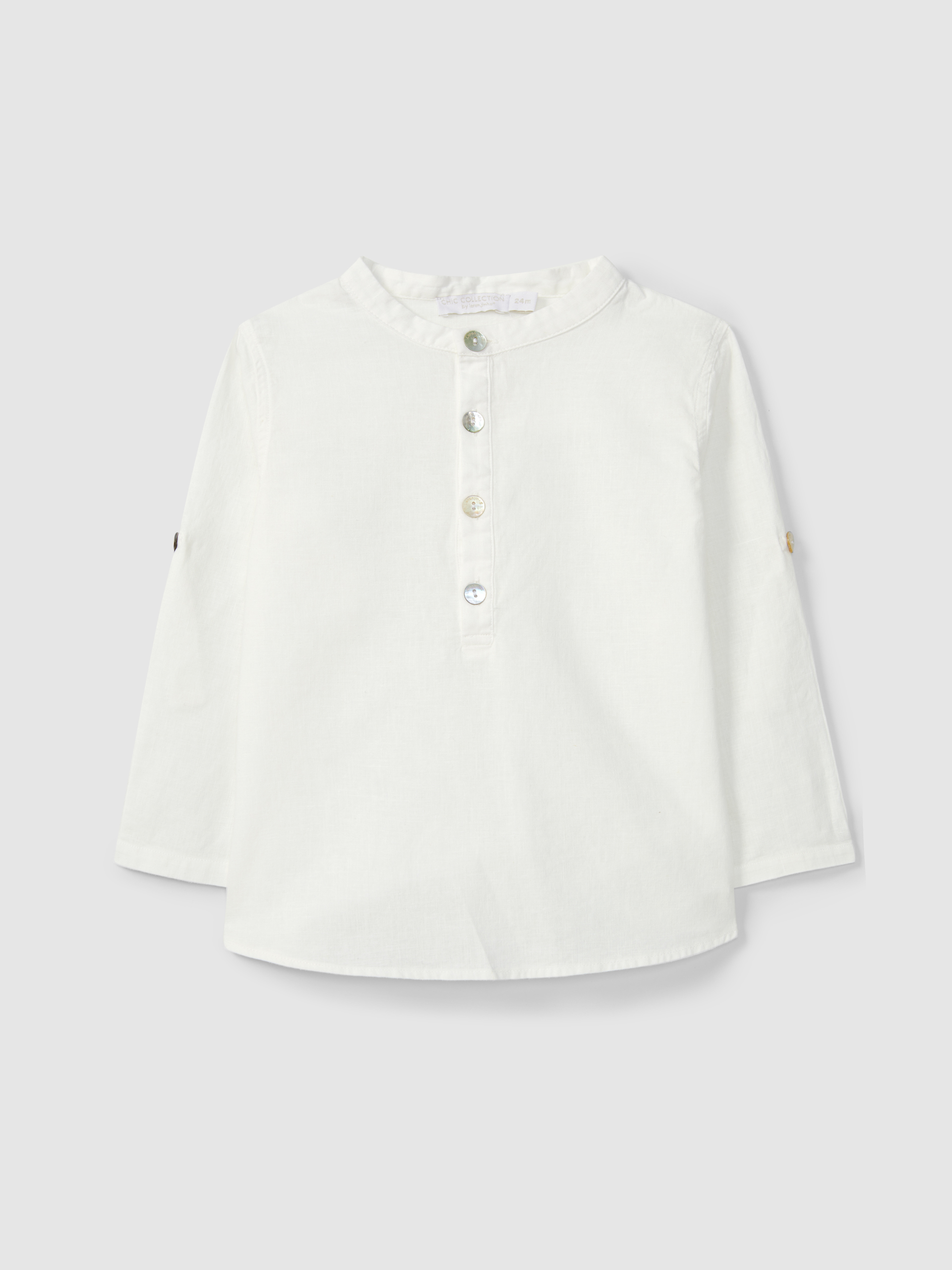 Shirt linen mandarin collar