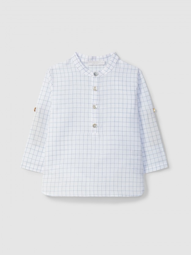Camisa gola mao quadricula Camisa gola mao quadricula