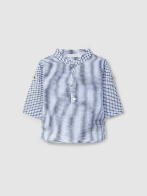 Shirt mandarin collar checkered Shirt mandarin collar checkered