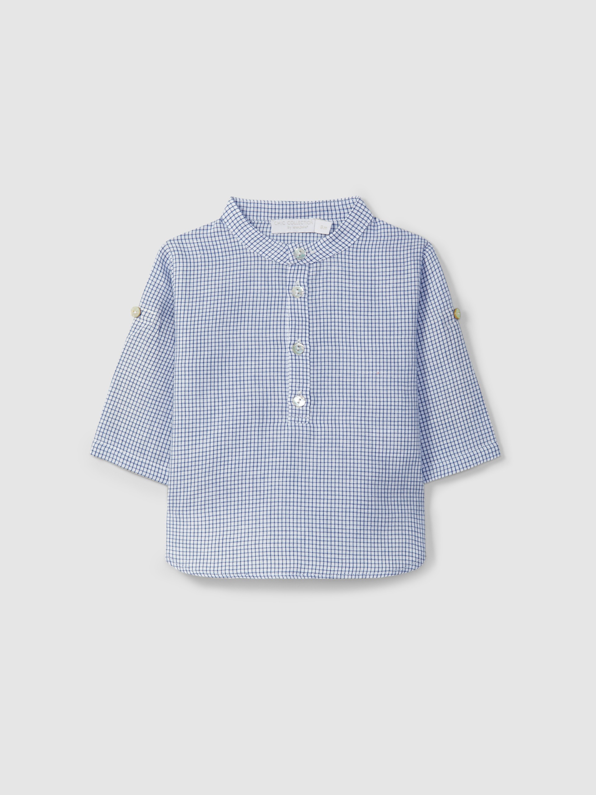 Shirt mandarin collar checkered